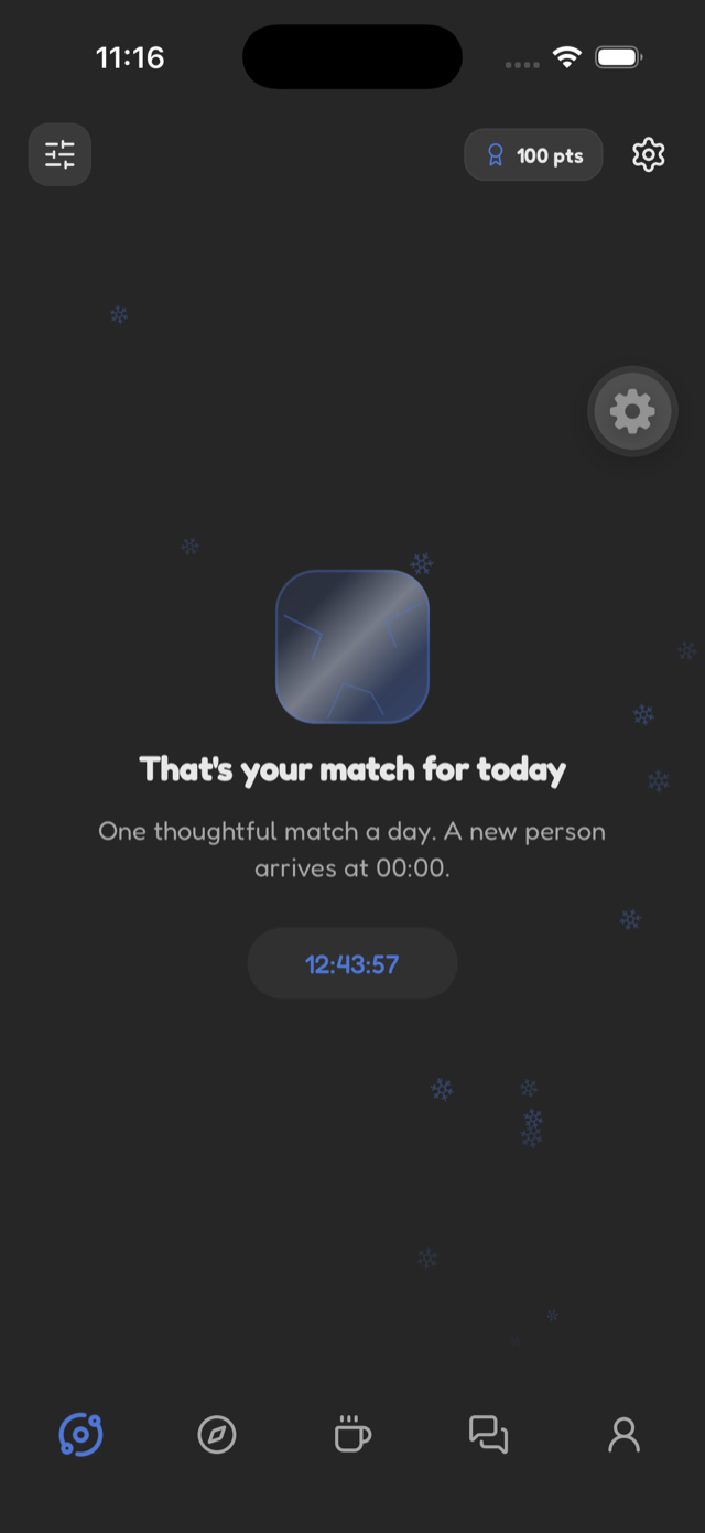 Pebble home — one match a day