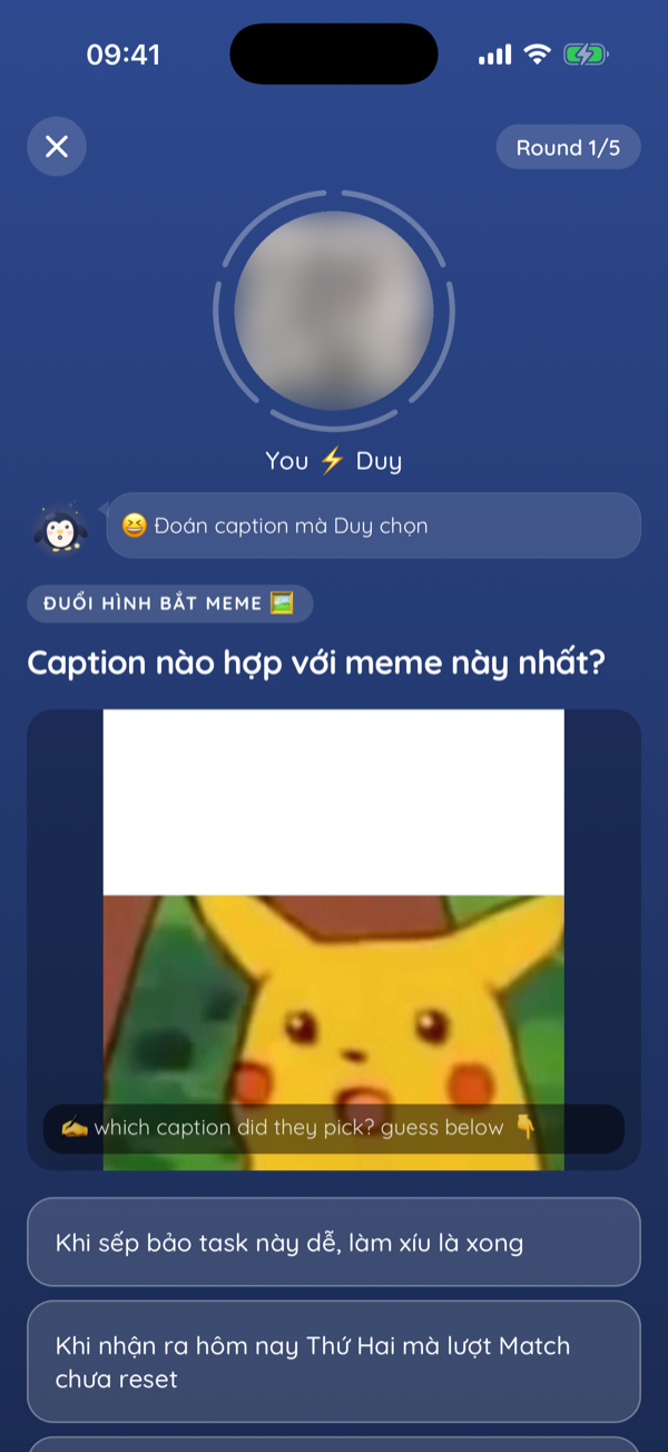The meme round asking which caption fits best